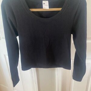 All in Motion Black Ribbed Fitted Top